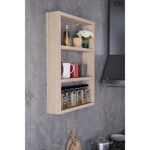 3 Katlı Duvar Rafı 43×60 cm – Mutfak Baharatlık & Kupa Düzenleyici, Banyo ve Salon Dekor Rafı