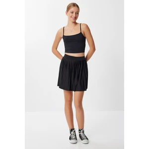Pileli Mini Örme Etek LDZ0042 Siyah