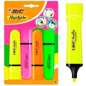 Marking Flat Highlighter 4lü Canlı/Parlak Blister Kalem (519521)