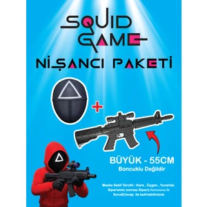 Squid Game Nişancı Paketi - Squid Game Maskesi ve Squid Game Oyuncak Silah - Squid Game Oyun Seti