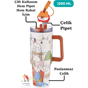 Dıller Pipetli Yalıtımlı Kahve Kupası 1200ML 12 Saate Kadar Sıcak/soğuk Bardak Gövdeli Termos 1.0 1 Değerlendirme