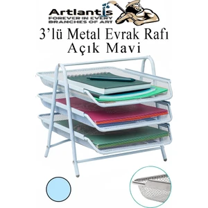 Metal Evrak Rafı 3 Lü 1 Paket Masa Üstü A4 Dosya Düzenleyici Kağıt Tepsisi Metal Fileli Üç Katlı Hareketli Perfore