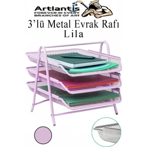 Metal Evrak Rafı 3 Lü 1 Paket Masa Üstü A4 Dosya Düzenleyici Kağıt Tepsisi Metal Fileli Üç Katlı Hareketli Perfore