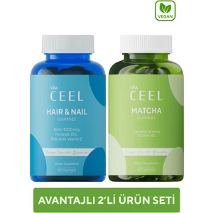 2'li Saç&tırnak ve Matcha Vegan Gummy Çiğnenebilir Vitamin