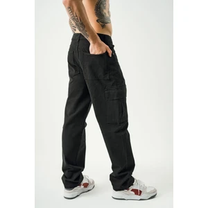 Siyah Kargo Cepli Baggy Pantolon