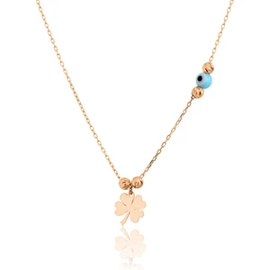 Papatya Silver 925 Ayar Gümüş Yonca Motifli Rose Altın Kaplama Dorica Toplu, 0,01 Karat Taşlı Kolye