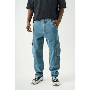 Mavi Baggy Kargo Pantolon Cepli