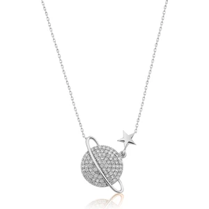 Papatya Silver Nano Zirkon Taşlı Gümüş Gezegen Kolye