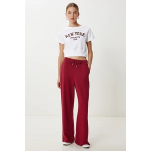 Geniş Paça Modal Eşofman Altı LUB0070 Vişne