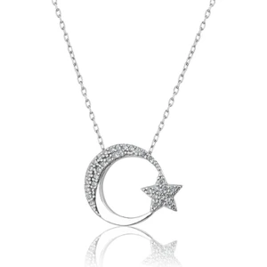 Papatya Silver Gümüş Ay Yıldız Kolye