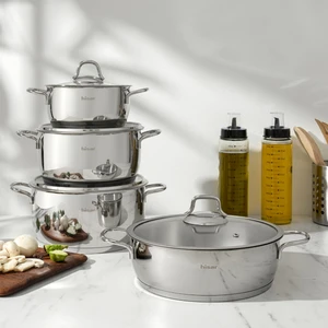 Teos 8 Parça Çelik Tencere Seti - Inox