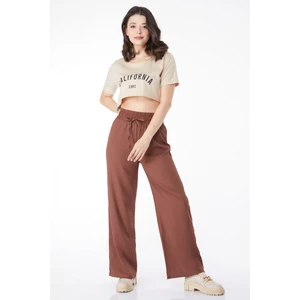 Beli Lastikli Pantolon Kahve - 27074
