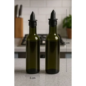 Verolia 2'li Yuvarlak Yeşil Cam Silikon Tıpalı Yağdanlık & Sirkelik 250 ml