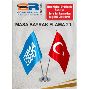 Masa Bayrak Flama 2'li Masa Flama Bayrak