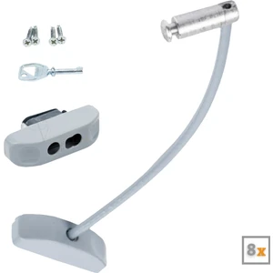 Gri Pencere Kilidi 8 Adet Halatlı Çocuk Güvenlik Emniyet Hırsız Pimapen Pvc Kapı Bebek Kilidi