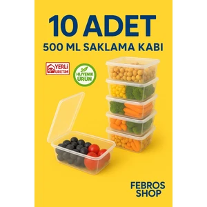 500ML Dikdörtgen Derin Dondurucu Saklama Kabı 10'lu Set Buzluk Mikrodalga Gıda Şeffaf Plastik Kap
