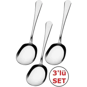 3 Adet Paslanmaz Çelik Servis Kaşık Seti Şık Modern Pratik