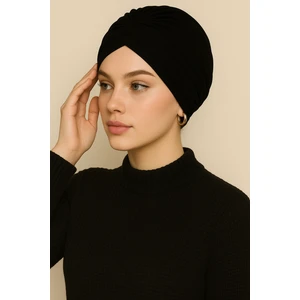 Siyah Kadın Çapraz Bone , Hazır Türban Bone , Hazır Tesettür Bonesi