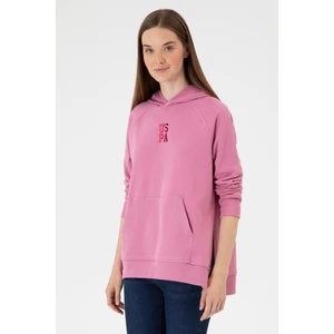 U.S. Polo Assn. Kadın Koyu Pembe Yırtmaçlı Kapüşonlu Sweatshırt 50313611-VR167