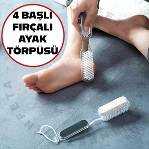Fırçalı Ayak Bakım Törpüsü- 4 Başlı Topuk Taşı Peeling Fırçası