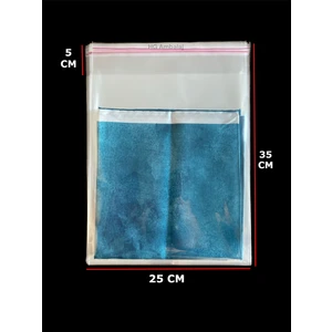 HG Tedarik 100 Adet 25X35 cm Bantlı Yapışkanlı Şeffaf Opp Jelatin Poşet ( 25*30+5 Cm)