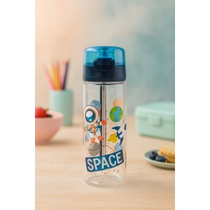 Uzay Desenli Pipetli Matara 500 Ml, Pipetli Matara 500 ml Gıda Ile Temasa Uygun Polikarbon Bpa Free