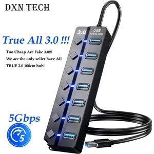 7 Port USB Çoğaltıcı USB 3.0 Hızlı Aktarım 1 Metre Kablo USB Hub Çoğaltıcı