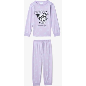 Lila Kız Çocuk Kuromi Uzun Kollu Pijama Takımı