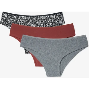 Çiçekli Silhouette 3'lü  Normal Bel Hipster Külot