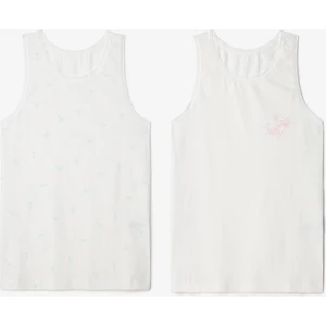 Optik Beyaz Kız Çocuk Pollen 2'li Çıtır Çiçek Desenli Pamuklu Atlet