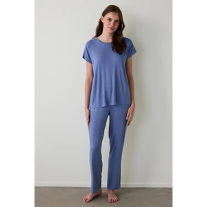 Indigo Hailee Bisiklet Yaka Kısa Kollu Pijama Takımı