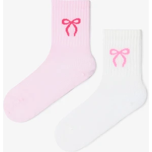 Karışık Renkli Kız Çocuk Ballerina Fiyonklu 2'li Soket Çorap