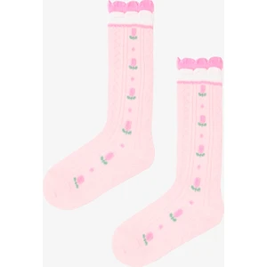 Açık Pembe Kız Çocuk Rosy Çiçek Desenli Pamuklu Pantolon Çorabı