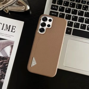 Samsung Galaxy S25 Ultra Uyumlu Kılıf Zebana Arvento Elite Deri Kılıf (Kablosuz Şarj) Desert Titanyum