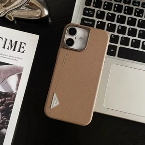 Apple iPhone 16 Uyumlu Kılıf Zebana Arvento Elite Deri Kılıf (Kablosuz Şarj) Desert Titanyum