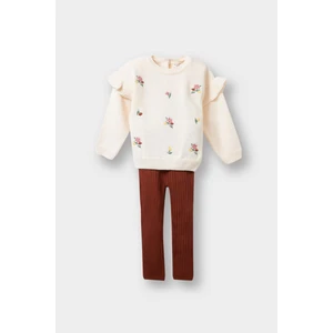 Kız Bebek 2'li Takım Çiçekli Desenli Sweatshirt Tayt F2661A525WN