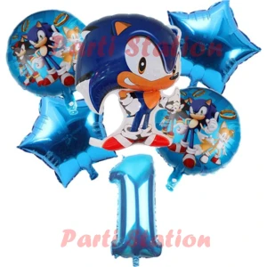 Parti Station Tilki Sonic Konsept 8 Yaş Balon Set Sonic Doğum Günü Konsepti Balon Set
