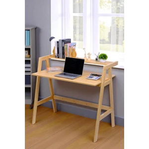 Bambu Masif Çalışma Masası 1 Raflı Kitaplıklı Ofis Bilgisayar Masası DB-0030