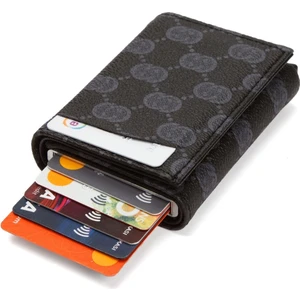 Rfıd Otomatik Çekim Koruyucu Mekanizmalı Kağıt Para Bölmeli Hediyelik Kartlık Cüzdan TUL604 - Siyah