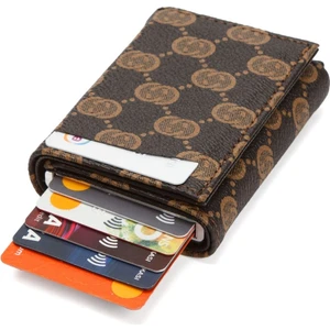 Erkek Rfıd Otomatik Çekim Koruyucu Mekanizmalı Kağıt Para Bölmeli Hediyelik Kartlık Cüzdan TUL604 - Kahverengi