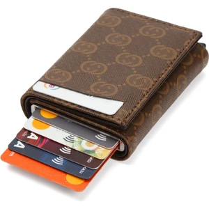 Erkek Rfıd Otomatik Çekim Koruyucu Mekanizmalı Kağıt Para Bölmeli Hediyelik Kartlık Cüzdan TUL604 - Taba