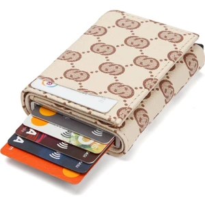 Erkek Rfıd Otomatik Çekim Koruyucu Mekanizmalı Kağıt Para Bölmeli Hediyelik Kartlık Cüzdan TUL604 - Vizon