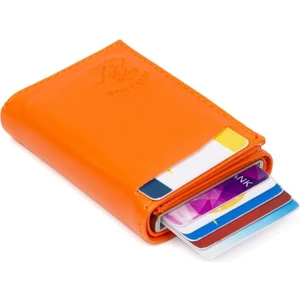 Erkek Rfıd Otomatik Çekim Koruyucu Mekanizmalı Kağıt Para Bölmeli Hediyelik Kartlık Cüzdan TUL605 - Turuncu