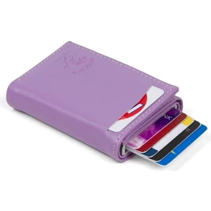 Erkek Rfıd Otomatik Çekim Koruyucu Mekanizmalı Kağıt Para Bölmeli Hediyelik Kartlık Cüzdan TUL605 - Lila
