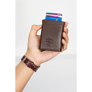 Erkek Rfıd Otomatik Çekim Koruyucu Mekanizmalı Kağıt Para Bölmeli Hediyelik Kartlık Cüzdan TUL605 - Kahverengi