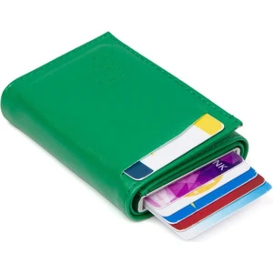 Erkek Rfıd Otomatik Çekim Koruyucu Mekanizmalı Kağıt Para Bölmeli Hediyelik Kartlık Cüzdan TUL605 - Yeşil