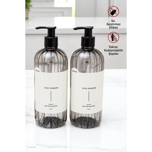 Sıvı Sabun Etiketli Şişe Seti 2'li Füme 500 ml