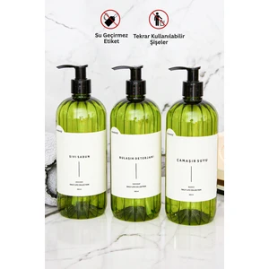 Sıvı Sabun Bulaşık Deterjanı Çamaşır Suyu Etiketli Plastik Yeşil Şişe 500ml