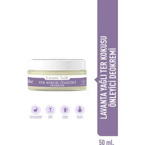Evvahe Krem Deodorant Unisex 50 ml Çiçeksi Kokulu Pudrasız Doğal Lavanta Yağlı Ter Önleyici