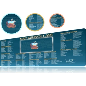 VRC Ticaret Mac Kısayol Mousepad Mavi 80X40CM Kaymaz Kauçuk Taban